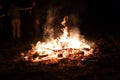 Bonfire on dark background with human figures