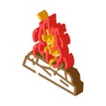 bonfire fire isometric icon vector illustration