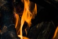 Bonfire with flames closeup. Abstract background of fire Royalty Free Stock Photo