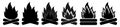 Bonfire icons silhouette set. Campfire icon. Vector illustration isolated on white