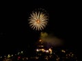 Bonfire night fireworks and funfair captured by drone Royalty Free Stock Photo