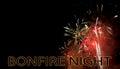 Bonfire night, November 5th, UK celebrates Guy Fawkes night with fireworks. With copyspace.