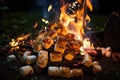 bonfire with roasted marshmallows