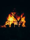 Bonfire during San Juan in Tenerife. Important holiday in Spain Royalty Free Stock Photo