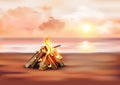 Bonfire On Sandy Shore