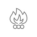 Bonfire, waste incineration, garbage line icon.