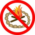 Bonfires are prohibited. Dont light fires. Vector image.