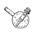 Bong for smoking cannabis. Hand drawn vector illustration in sketch stile. Marijuana pipe drawing Royalty Free Stock Photo