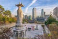 Bongeunsa temple of downtown skyline in Seoul City, South Korea. Royalty Free Stock Photo