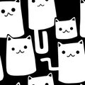 bongo cat meme black and white seamless pattern Royalty Free Stock Photo