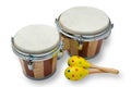 Bongo Drums and Maracas Isolated on White Royalty Free Stock Photo