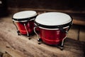 Bongo drums on a plank Royalty Free Stock Photo