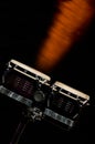 Bongos on stage in dramatic light