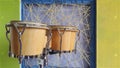 bongos on the background colors wall Royalty Free Stock Photo