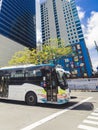 Bonifacio Global City, Taguig, Metro Manila - The BGC Bus, public transport servicing the main routes in the CBD.