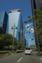 Bonifacio Global City, Taguig, Metro Manila - Office towers along 32nd avenue. Point of view from driver