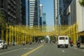 Bonifacio Global City, Taguig, Metro Manila - Scaffolding built for a safety net installed along a major avenue