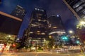 Bonifacio Global City, Taguig, Metro Manila Philippines - Modern BGC cityscape at night, as seen from 5th avenue