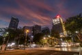 Bonifacio Global City, Taguig, Metro Manila Philippines - Night skyline of BGC as seen from 7th avenue. Dramatic sunset