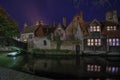 Bonifacius bridge in Bruges, Belgium, during night.