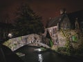 Bonifacius bridge night landscape, Bruges, Belgium