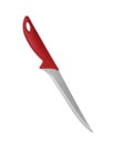 Boning knife with red handle isolated