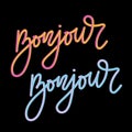 Bonjour 3D slogan modern Fashion Slogan for T-shirt graphic vector Print