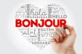 Bonjour Hello Greeting in French heart