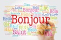 Bonjour Hello Greeting in French word cloud