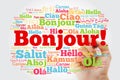 Bonjour Hello Greeting in French word cloud