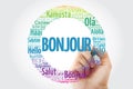 Bonjour Hello Greeting in French word cloud