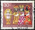 German Federal Republic postage stamp depicting the three Wise Men and the Child.