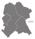 Bonn city map with boroughs grey illustration silhouette shape