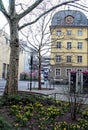 BONN, GERMANY - APRIL 2, 2018: The first spring flowers adorn the old streets of Bonn