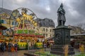 BONN, GERMANY - DECEMBER 6, 2022: Christmas market ferris wheel and Beethoven Royalty Free Stock Photo