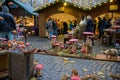 BONN, GERMANY - DECEMBER 6, 2022: A woodworking stall on the Christmas market Royalty Free Stock Photo