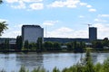 Bonn, Germany - 06 28 2022: Former government buildings area at the Rhine