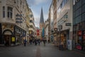 Remigiusstrasse busy street and Bonn Minster church - Bonn, Germany