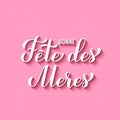 Bonne Fete des Meres calligraphy hand lettering on pink background. Happy Mothers Day in French. Vector template for