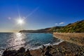 Bonne Nuit Bay Harbour wall and headland Royalty Free Stock Photo