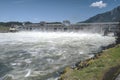 Bonneville Dam releasing water Oregon state. Royalty Free Stock Photo