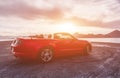 BONNEVILLE ,UTAH, USA JUNE 4, 2015: Photo of a Ford Mustang Convertible 2012 version at Bonneville Salt Flats,Utah,USA. The fifth