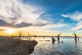 Bonney Lake shoreline at sunset time, Barmera, SA