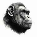 Minimalist Bonobo Head Silhouette Drawing In A Single Stroke