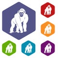 Bonobo icons set hexagon