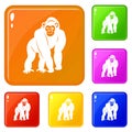 Bonobo icons set vector color