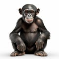 Bonobo Photo Isolated On White Background - High Resolution And Photorealistic