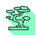Bonsai flat line icon. Vector thin sign of house plant, botanical logo