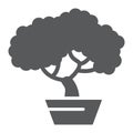 Bonsai glyph icon, asian and plant, tree sign, vector graphics, a solid pattern on a white background. Royalty Free Stock Photo