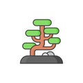 Bonsai icon, filled outline